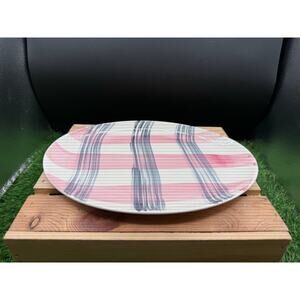 Vintage Stetson “Scots Clan” Pink &Charcoal Plaid Oval Platter-11 5/8"